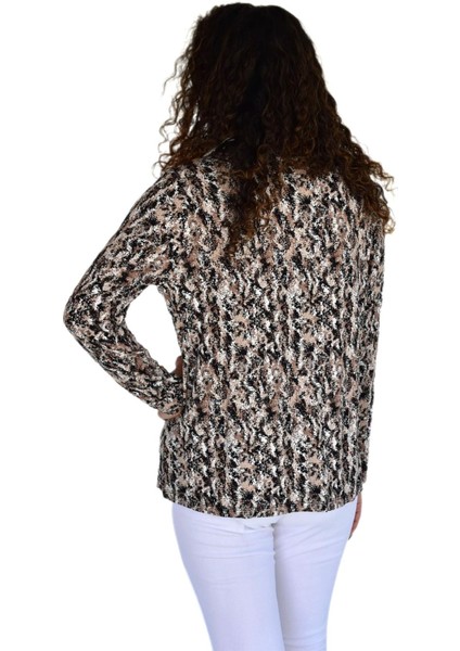 Kadın Batik Baskılı Düğmeli Viscon Bluz BGL-ST04269
