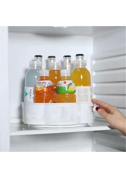 ® 360 Derece Dönebilen Mekanizmalı Yuvarlak Tepsi Formlu Sunum ve Servis Organizer Tablası