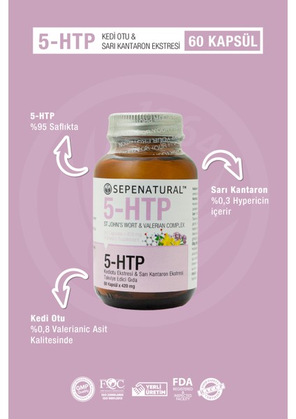 5-Htp 5 Hydroxytryptophan Bitkisel Karışım 60 Kapsül X 350mg