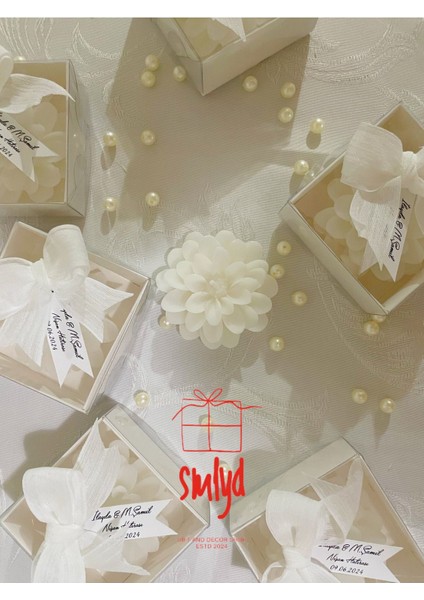 20 Adet Süslemeli Lotus Mum, Hediyelik | Nikah Şekeri, Nişan, Söz, Kına, Düğün, Sünnet, Doğum Günü