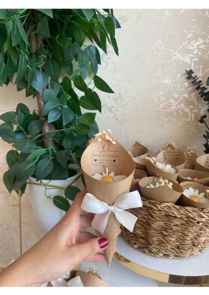 Kişiye Özel Düğün|nişan|söz|kına|sünnet Hediyelik Vanilya Papatya Mum Buket- 10 Adet indirimleri