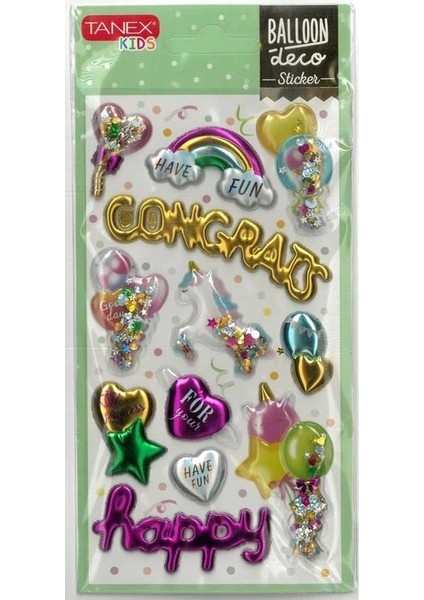 Tanex Kıds TNX-26007 Dekoratif Etiketler - Puffy Ballon Stıcker