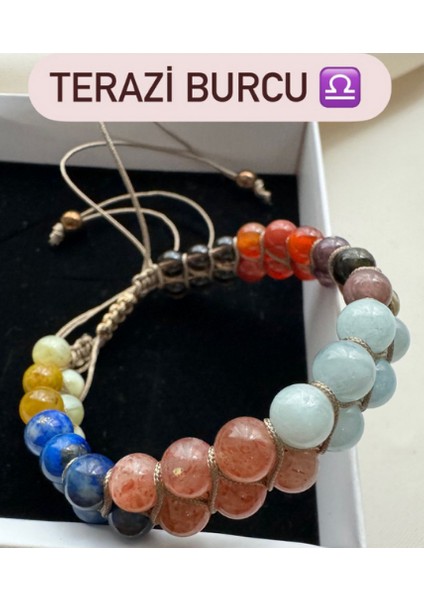 Terazi Burcu Çift Sıra Makrome Doğal Taş Bileklik