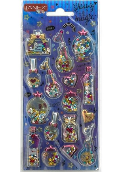 Tanex Kıds TNX-26053 Dekoratif Etiketler - Shınıng Magıc Puffy Stıcker
