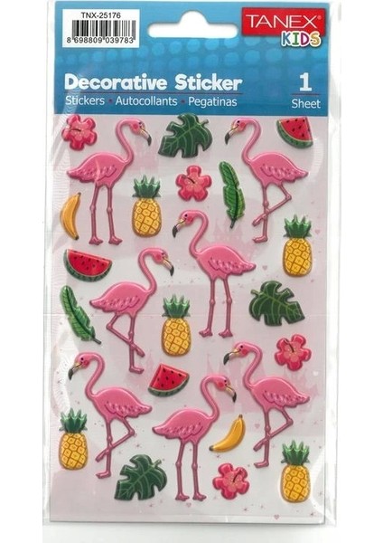 Tanex Kıds TNX-25176 Dekoratif Etiketler - Flamingo Serisi Stıcker