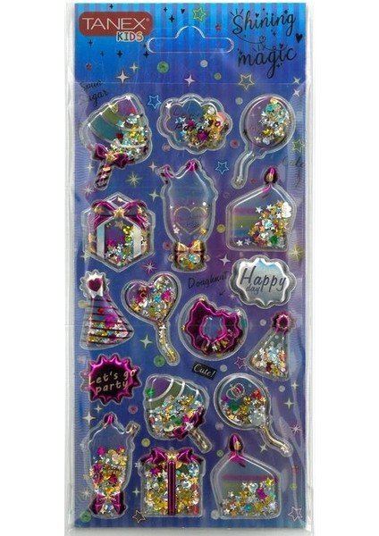 Tanex Kıds TNX-26062 Dekoratif Etiketler - Shınıng Magıc Puffy Stıcker