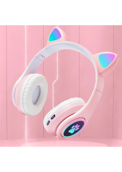 Kedi Figürlü Bluetooth Kulaklık Pembe Renkli modelleri