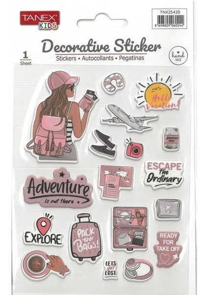 Tanex Kıds TNX-25420 Dekoratif Etiketler - Puffy Tatil Serisi Stıcker
