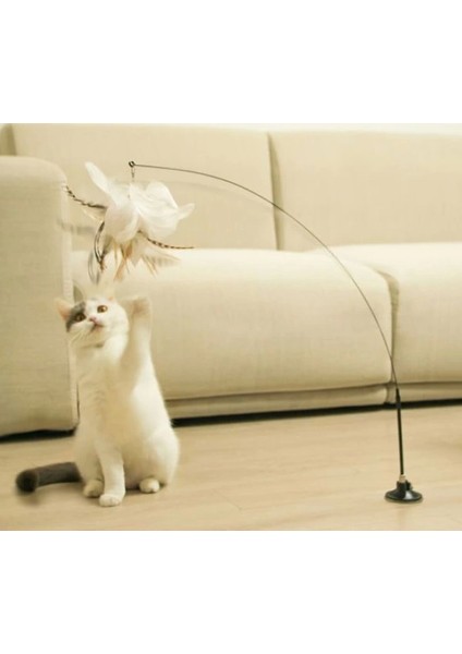 Pratik Vantuzlu Tüylü Zilli Kedi Oyun Oltası