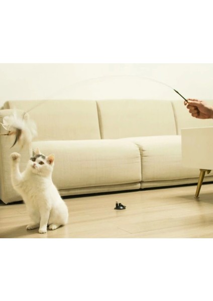 Pratik Vantuzlu Tüylü Zilli Kedi Oyun Oltası