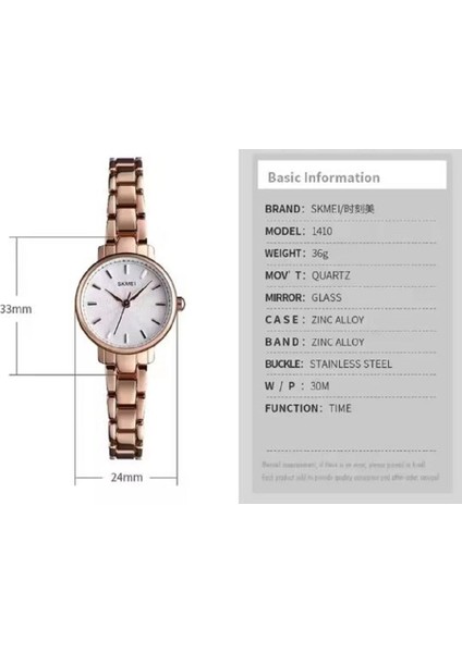 Skmei Kadın Kol Saati Yeni Tasarım Gümüş ve Rose Gold Renk fırsatları