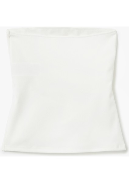 Krep Scuba Kumaş Drape Detaylı Asimetrik Straplez Üst