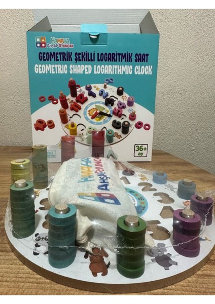 Geometrik Şekilli Logaritmik Çocuk Zeka Geliştirici Eğlenceli Eğitici Renkli Saat Oyunu Seti 1 Adet fırsatları