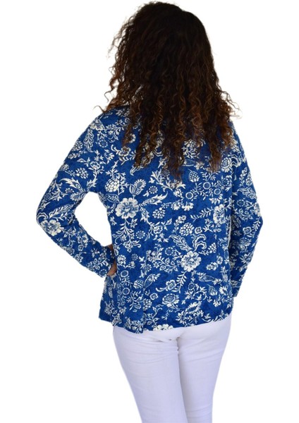 Kadın Çiçek Baskılı Düğmeli Viscon Bluz BGL-ST04268