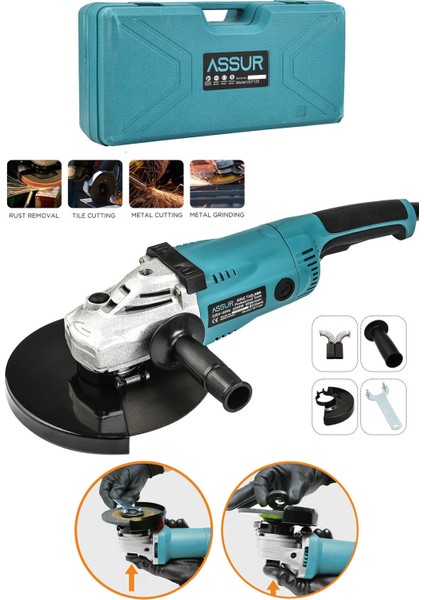 2200W Metal Şanzıman 230mm Büyük Spiral Taşlama Çantalı