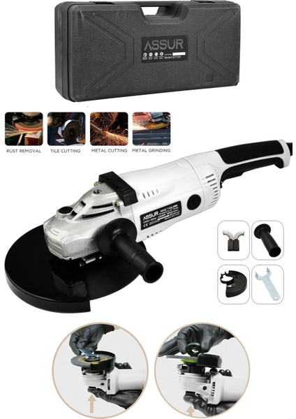2200W Metal Şanzıman 230mm Büyük Spiral Taşlama Çantalı
