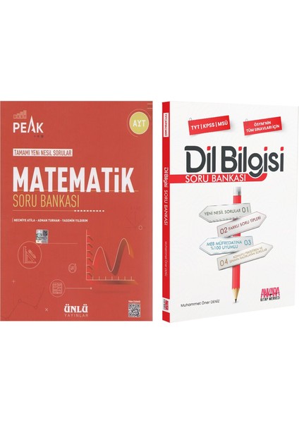 Ünlü Yayıncılık Ayt Matematik Best Peak ve Akm Dil Bilgisi Soru Bankası Seti 2 Kitap