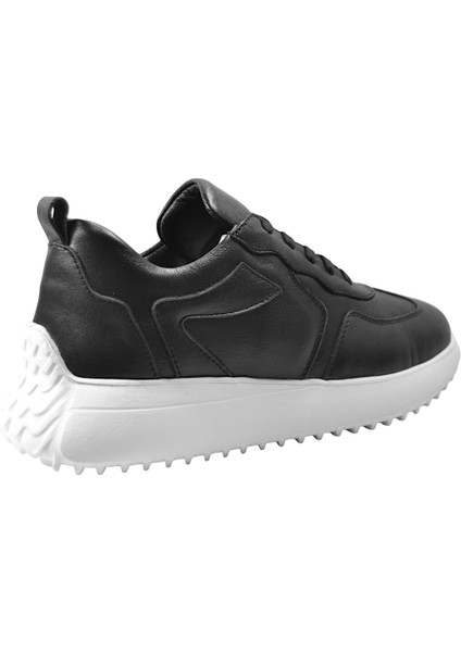 218.0501 Deri Beyaz & Siyah Bağlı Casual Kadın Sneaker Ayakkabı fırsatları