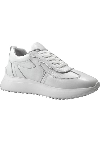 218.0501 Deri Beyaz & Siyah Bağlı Casual Kadın Sneaker Ayakkabı modelleri