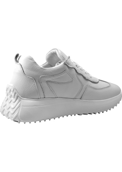 218.0501 Deri Beyaz & Siyah Bağlı Casual Kadın Sneaker Ayakkabı fırsatları
