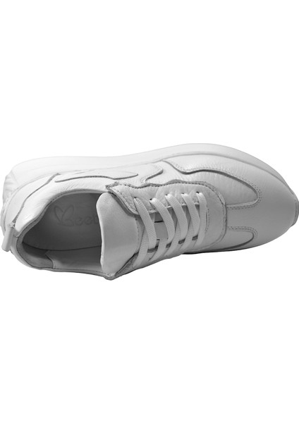 218.0501 Deri Beyaz & Siyah Bağlı Casual Kadın Sneaker Ayakkabı indirimleri