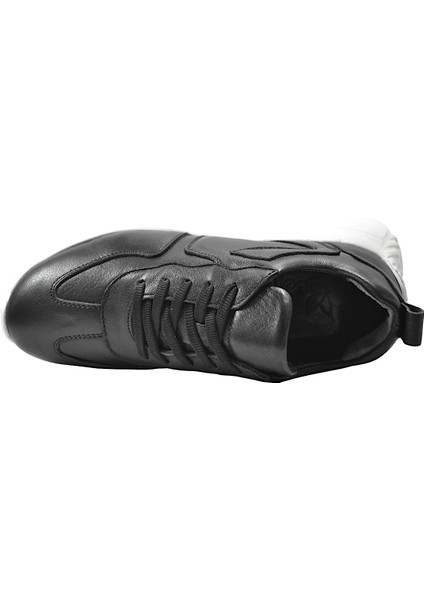 218.0501 Deri Beyaz & Siyah Bağlı Casual Kadın Sneaker Ayakkabı indirimleri