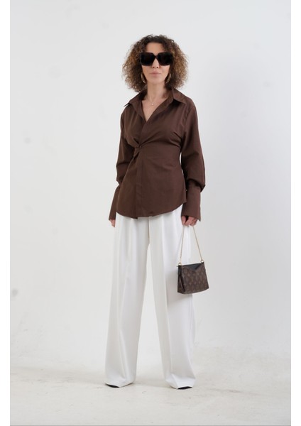 Beyaz Geniş Paça Pantolon