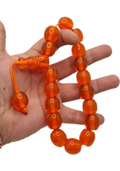 Büyük Boy Özel Model Turuncu Renk Efe Maskot Toz Kehribar Tesbih