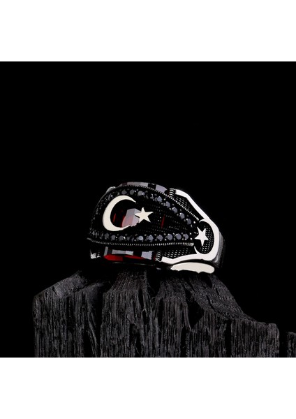 925 Ayar Mikro Taşlı Ayyıldız Model Yüzük