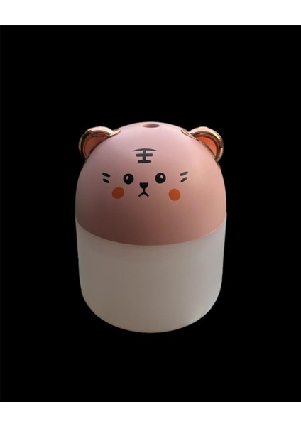 Rgb Ledli Taşınabilir Hava Nemlendiricisi Kedi Tasarımlı Buhar Makinesi (Pembe)