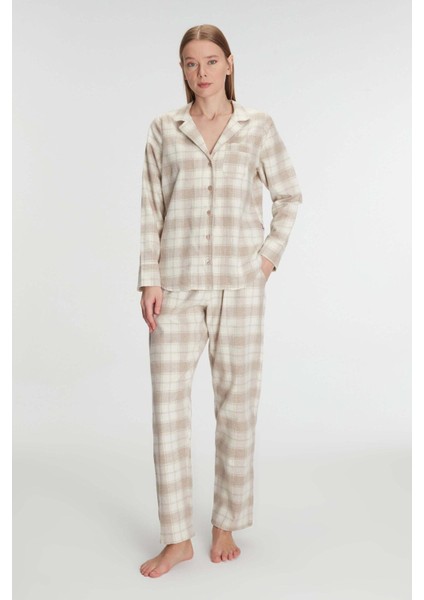 Aria's Closet Pamuklu Uzun Kol Gömlek Pantolon Pijama Takımı