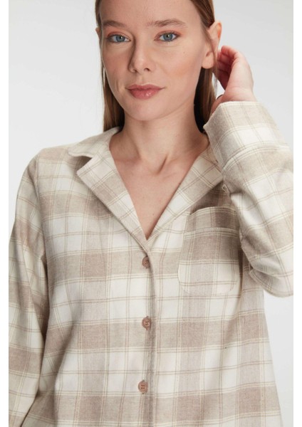 Aria's Closet Pamuklu Uzun Kol Gömlek Pantolon Pijama Takımı