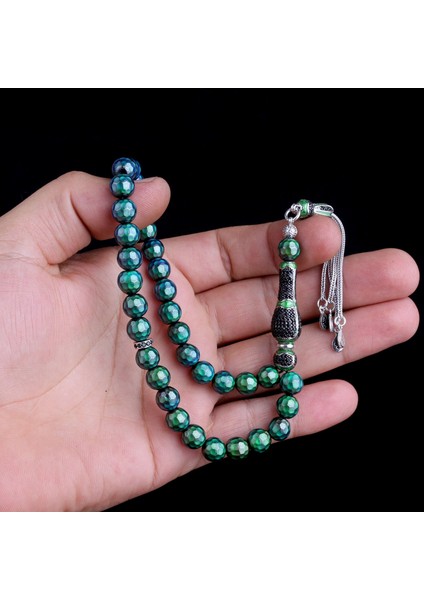 Zirkon Taş Gümüş Püsküllü Renk Değiştiren His Taşı Tesbih