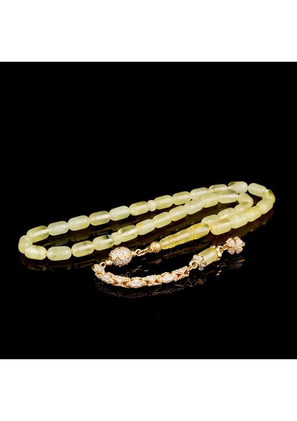 Kapsül Kesim Damla Kehribar Tesbih Zirkon Taşlı Gümüş Püsküllü fiyatları