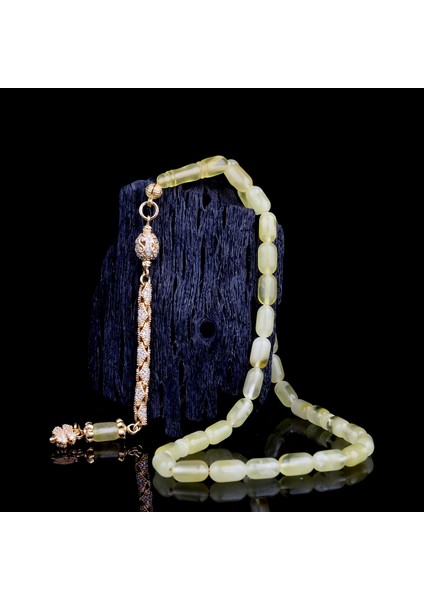 Kapsül Kesim Damla Kehribar Tesbih Zirkon Taşlı Gümüş Püsküllü modelleri