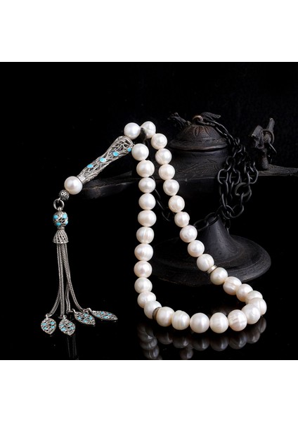 925 Ayar Mineli Gümüş Püsküllü Doğal Inci Taşı Tesbih fiyatları