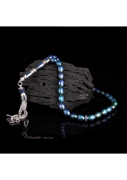 Zirkon Taşlı Gümüş Püsküllü Renk Değiştiren Arpa Kesim His Taşı Tesbih fiyatları