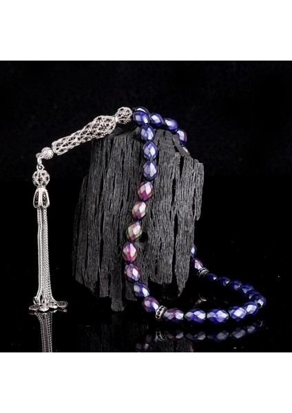 Zirkon Taşlı Gümüş Püsküllü Renk Değiştiren Arpa Kesim His Taşı Tesbih fiyatları