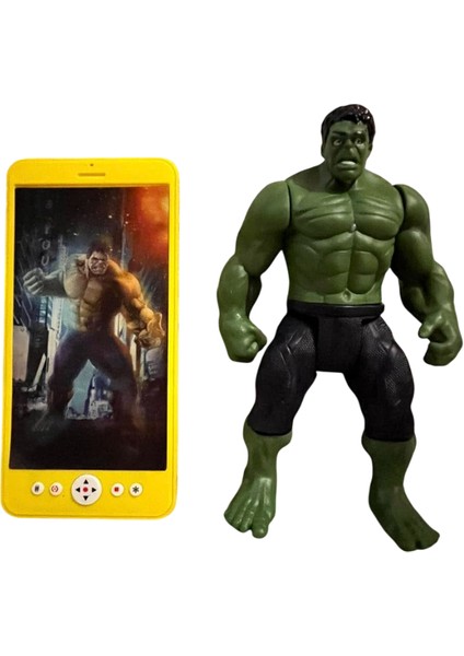 18 cm Işıklı Hulk Figür ve Sesli Işıklı Oyuncak Cep Telefonu Ikili Set