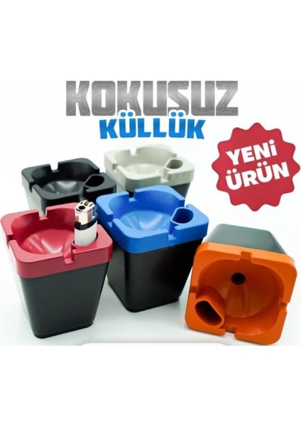 Çakmak Hazneli Plastik Küllük Araç Içi Kokusuz Küllük Ev Cafe Kül Tablası 5 Adet