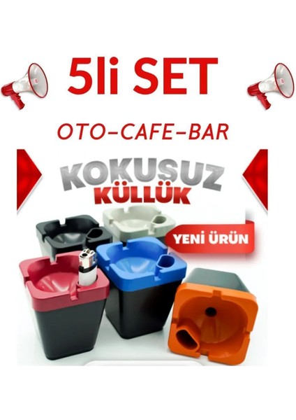 Çakmak Hazneli Plastik Küllük Araç Içi Kokusuz Küllük Ev Cafe Kül Tablası 5 Adet indirimleri