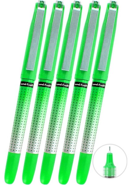 Yeşil Pilot Kalem 5 Adet Uniball Eye Needle 0.5 mm Iğne Uçlu Pilot Kalem UB-185 S Iğne Uçlu Likit Mürekkepli Jel Kalem
