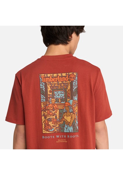 Washed Boot Lab Back Graphic Tee Erkek Bordo Tshirt TB0A6DPDEOD1 fırsatları