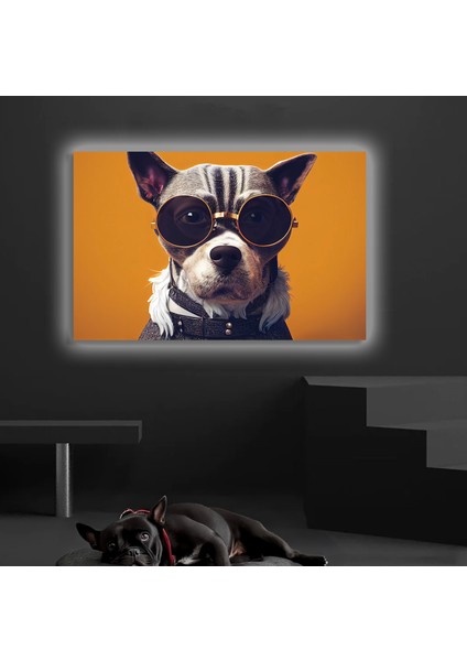 LED Işıklı Kanvas Tablo, 3D Dekoratif Baskılı Tablo Yapay Zeka Desteksli Hayvanlar 06