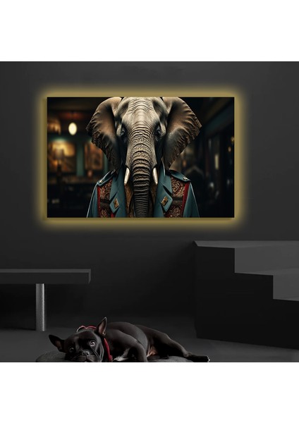LED Işıklı Kanvas Tablo, 3D Dekoratif Baskılı Tablo Yapay Zeka Desteksli Hayvanlar 239