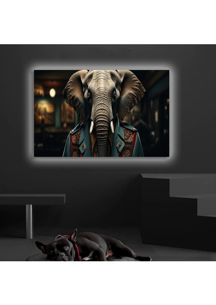 LED Işıklı Kanvas Tablo, 3D Dekoratif Baskılı Tablo Yapay Zeka Desteksli Hayvanlar 239