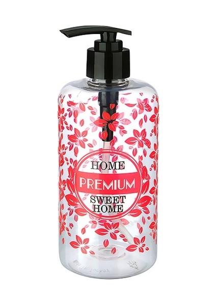 Şeffaf Sıvı Sabunluk Yuvarlak Plastik Pompalı 500 ml