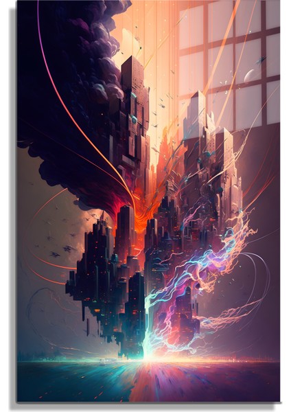 Space/uzay Yapay Zeka Özel Tasarım Cam Tablo Ofis, Mutfak Çocuk Odası, Salon 05