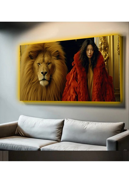 LED Işıklı Kanvas Tablo, 3D Dekoratif Baskılı Tablo Yapay Zeka Desteksli Hayvanlar 15