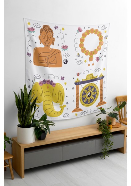Bohem,yoga, Meditasyon,burçlar ve Mandala Temalı, Duvar Örtüsü 115